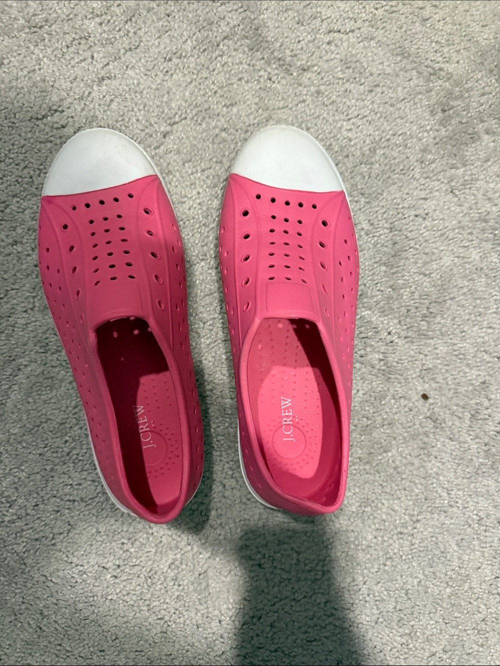J. Crew girls Pink Slip-On summer shoes with White Toe Cap